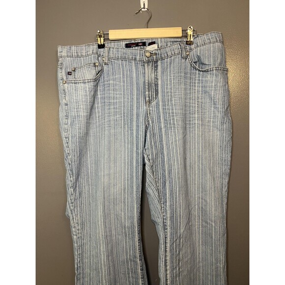 Vigoss Jeans Womens Bootcut 24 Blue Striped Light Wash 5 Pocket Zip Fly Low Rise - Picture 1 of 9